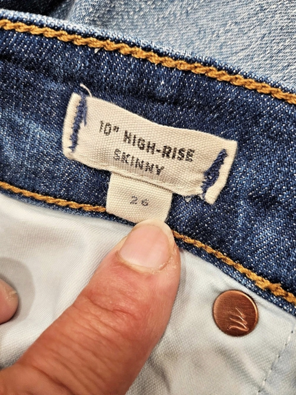 Madewell 10" High-Rise Skinny Distressed Skinny Jeans in Blue Waist 26 - Picture 7 of 9